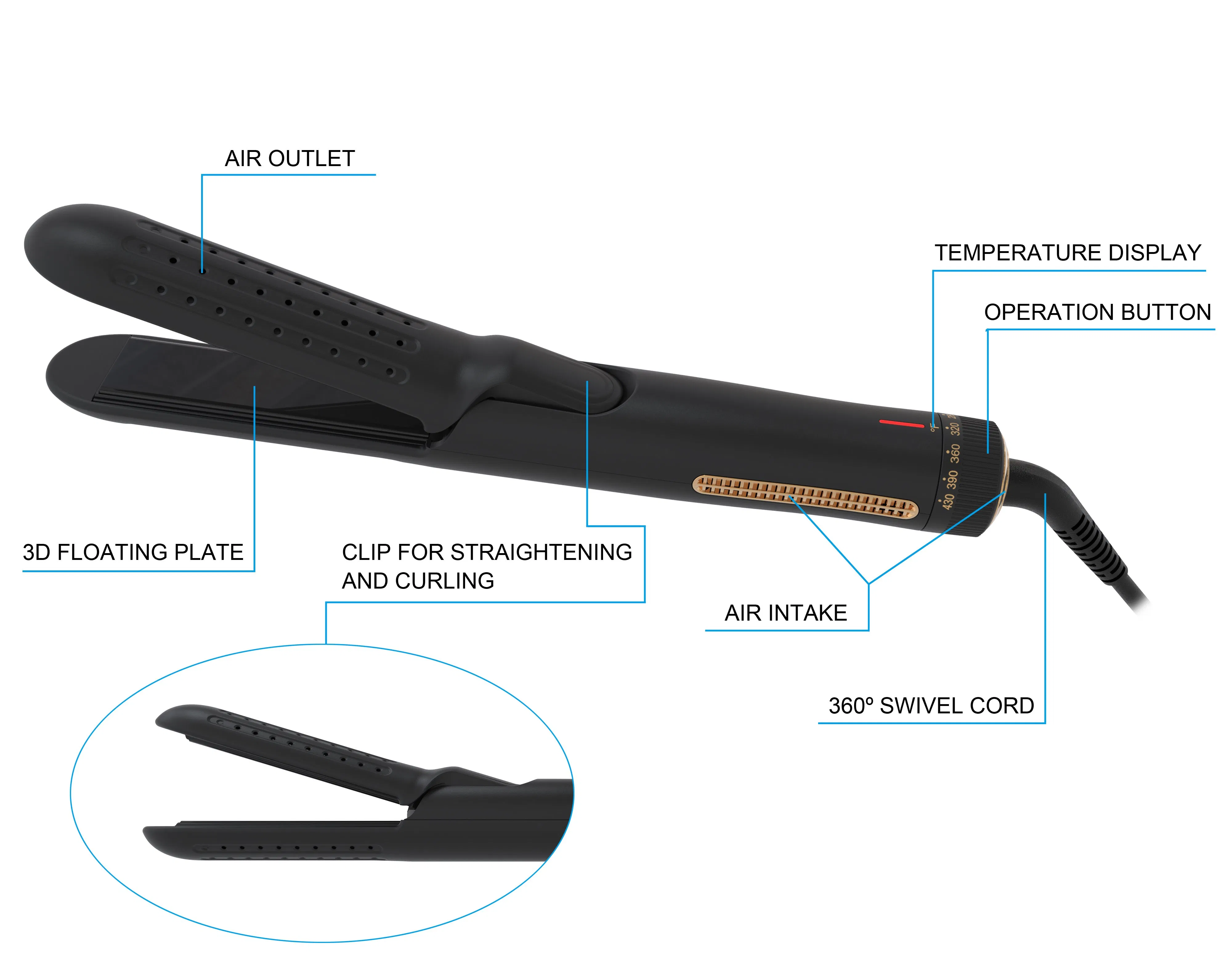 Titanium Hair Straightener Curler Ceramic Flat Iron Temperature Adjustment Electric Straightening Iron Curling Hair Irons