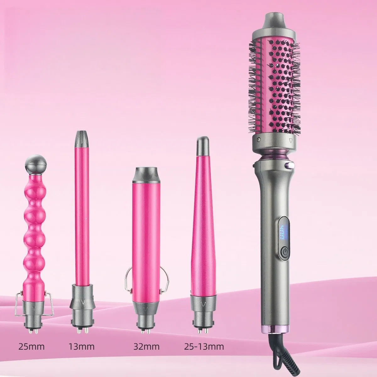 2026 PRO 7-in-1 Curling Iron Set with Interchangeable Design Customized Logo Multi Functional Ceramic Hair Curler &amp; Straightener