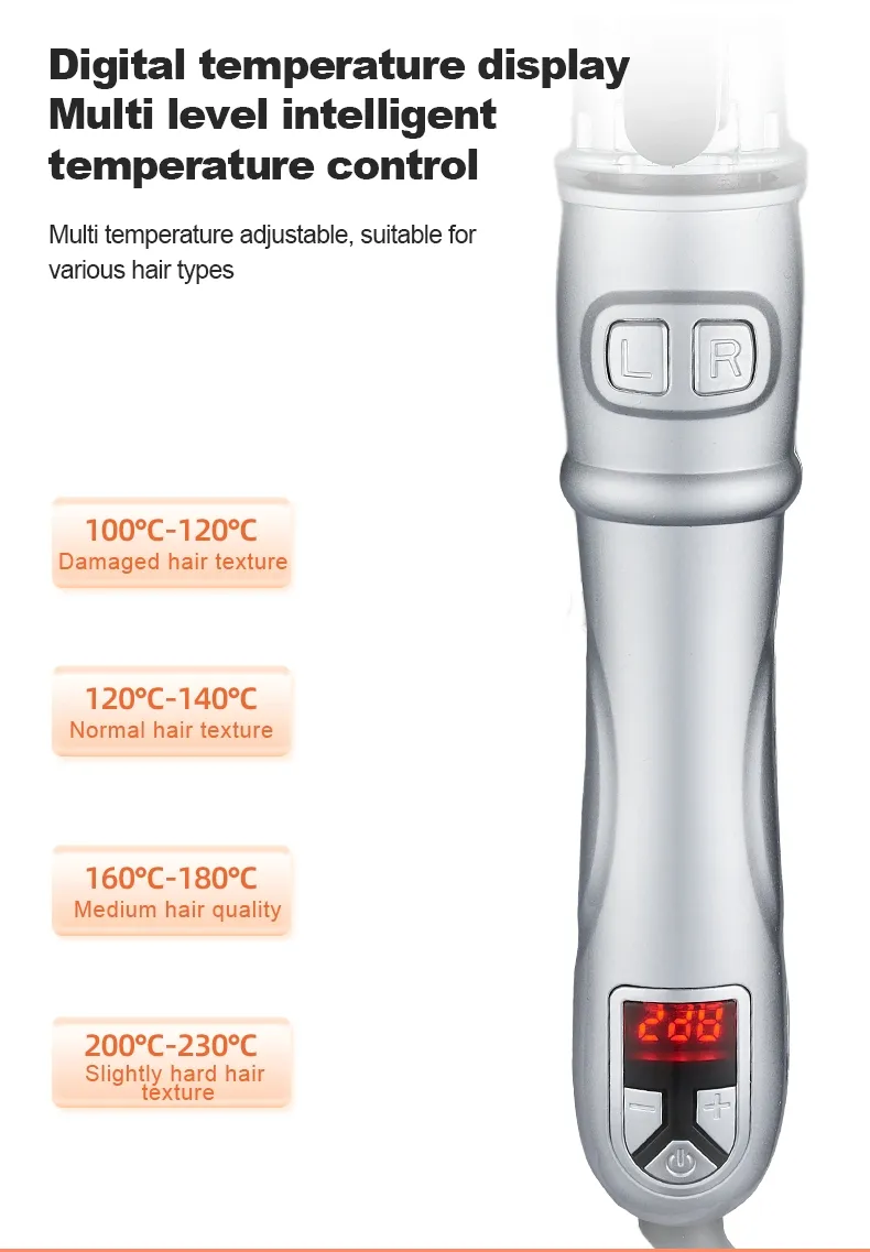 Professional Ionic Titanium Automatic Curling Iron with Multi-Function Styling and LCD Temperature Display