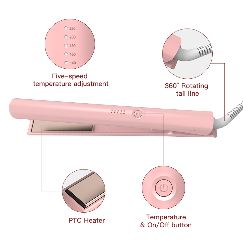 Portable Professional Titanium Plate with Two in One Straight Hair and Curling Iron LED Display Screen for Hair Care and Hairdressing Factory Price