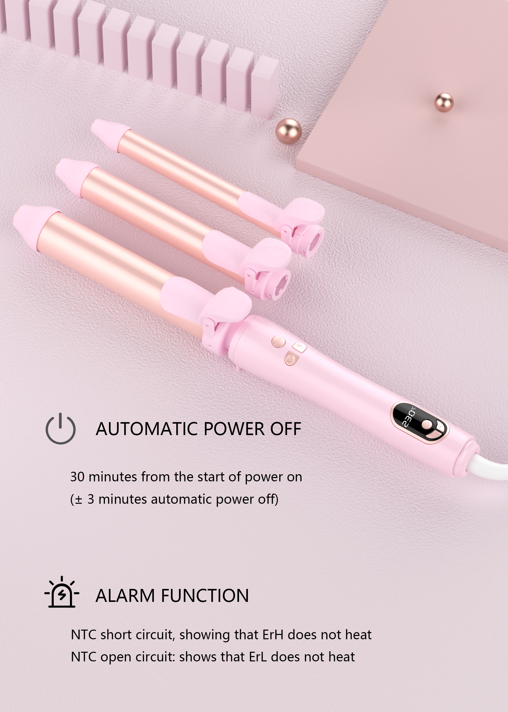 Electric Stick/curler Spiral Ceramic Rod Salon Design Styling Auto Crimp Personalised Gold Price Triple Hair Curling Tongs