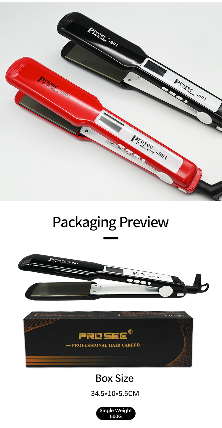 PROSEE US Hair Straightener LED Display Hair Curling Tools Barber Shop Titanium 110-240V 2.5m Line Professional Hair Curler