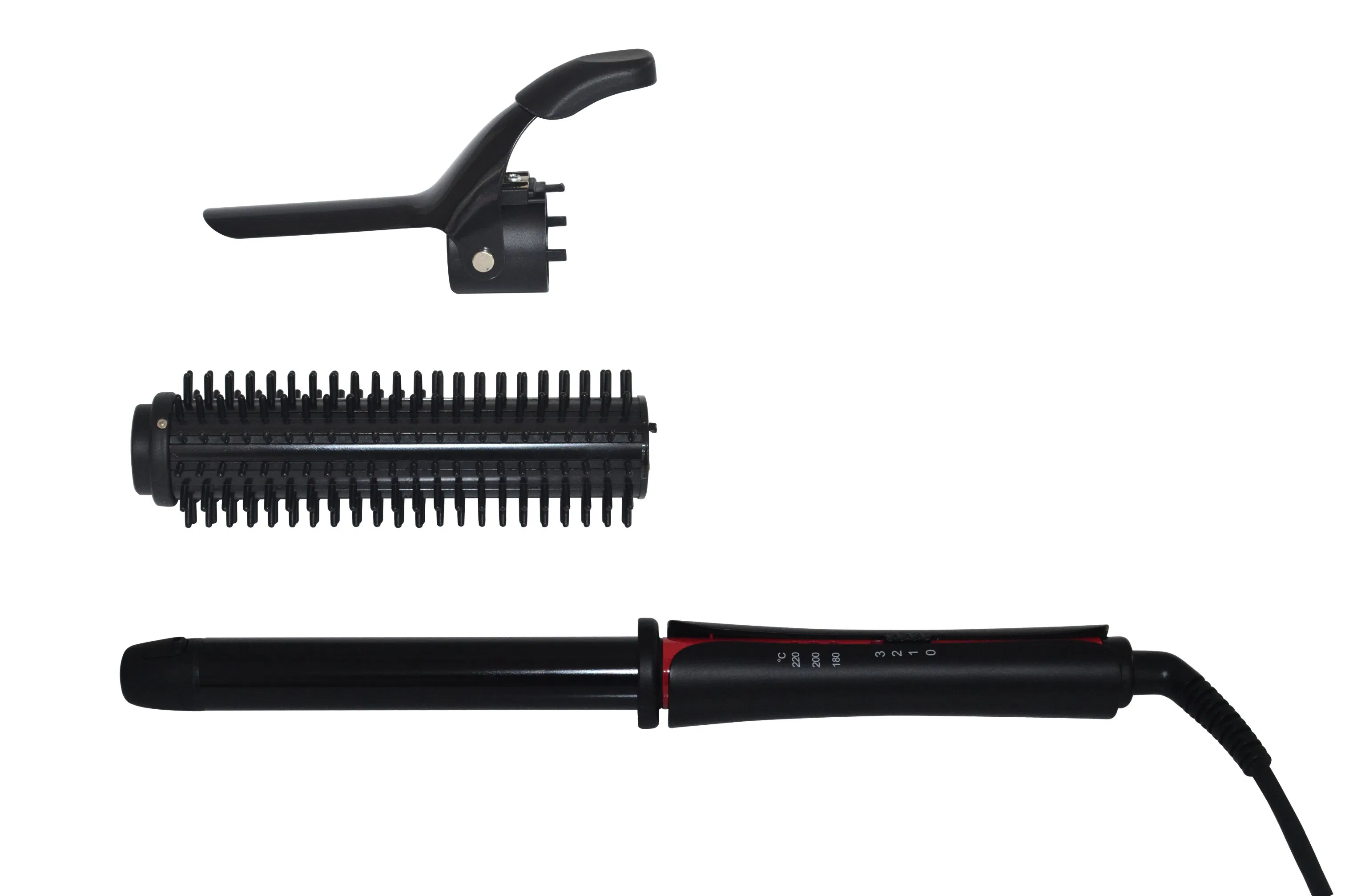 Multi-Styling Hair Curler Set with Replaceable Clip and Brush