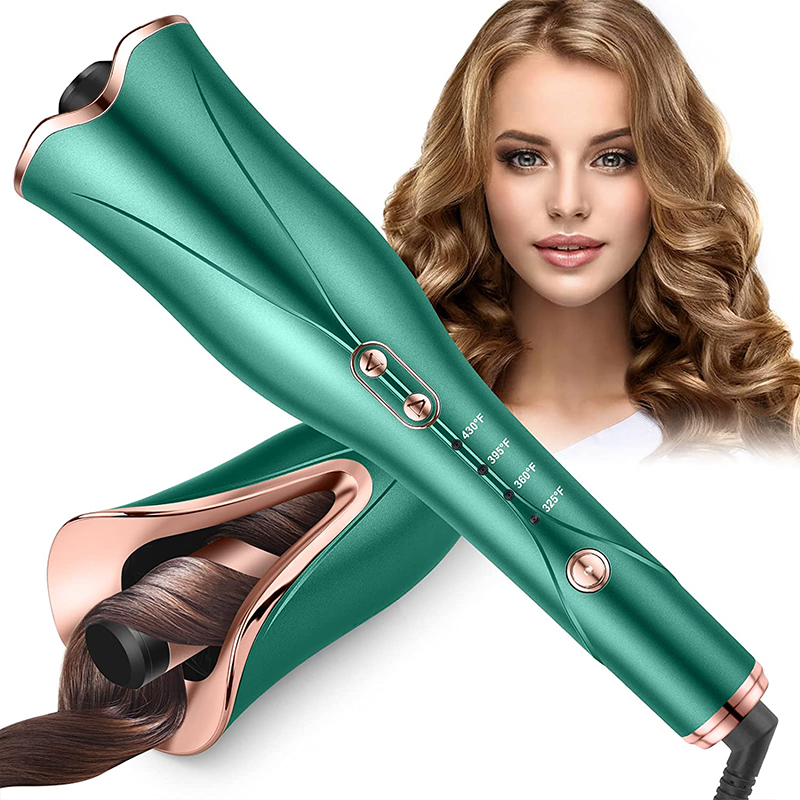 Auto Ceramic Curl Iron with PTC Heater LED Display Rotating Rollers Cordless Hair Curling Iron for Professional Salon Styling
