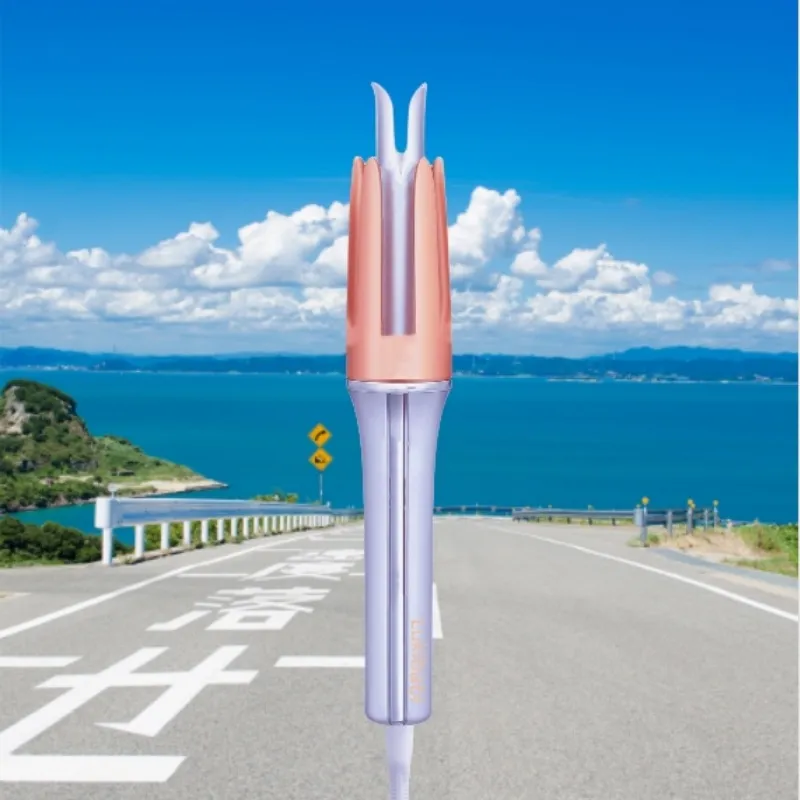 Automatic Rotating Curling Iron Beach Waves Curling Wand Portable Hair Curler Lightweight for Travel, Ceramic