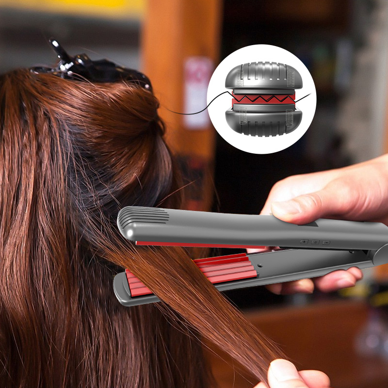 Ceramic Plate Straightening and Curling Iron, PTC Fast Heating Titanium Electric Dual Voltage Styling Device