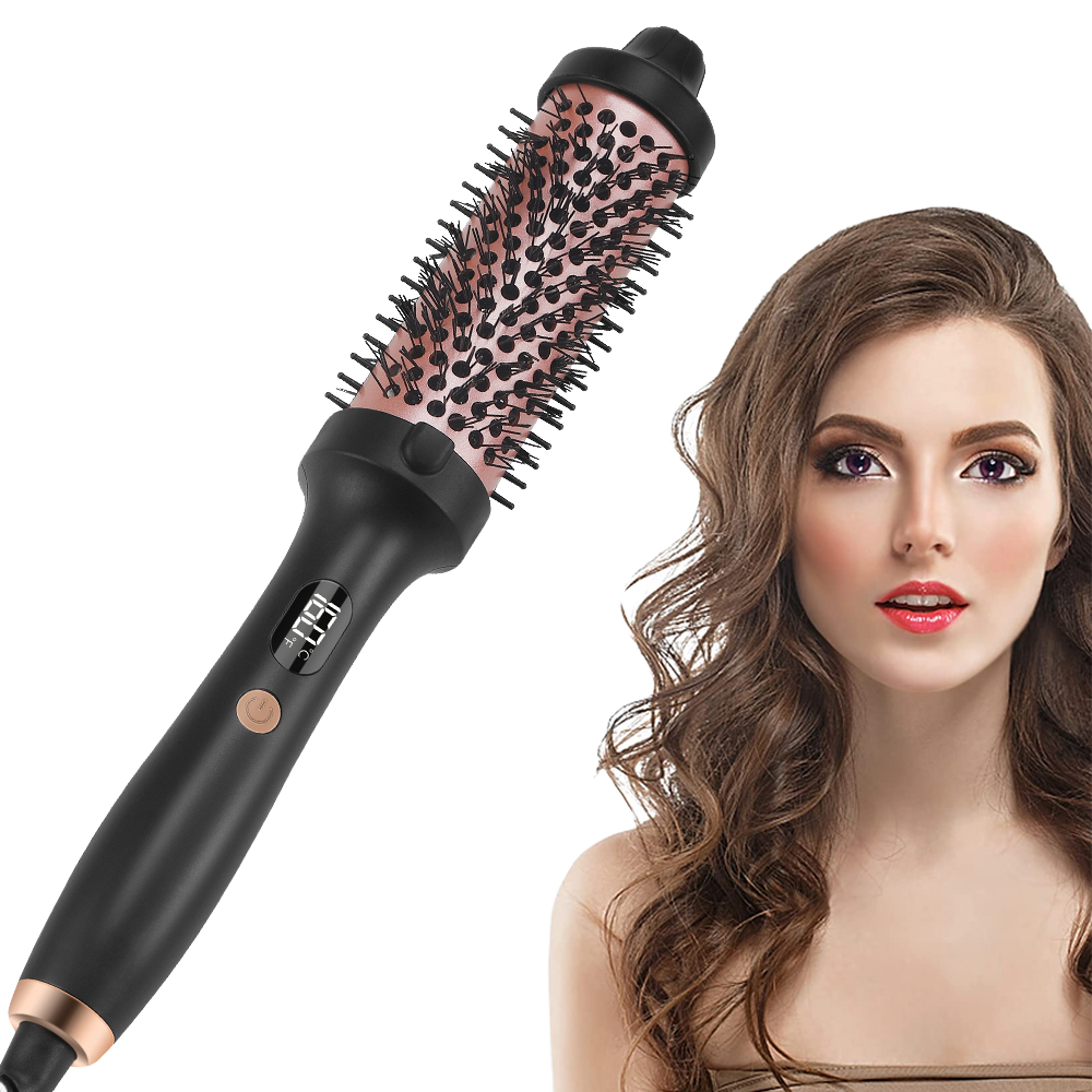 Best Selling LED Display Hair Curling Iron Ceramic Heat Round Brush 1.1" and 1.25" Electric Curl Wand for All Hair Types