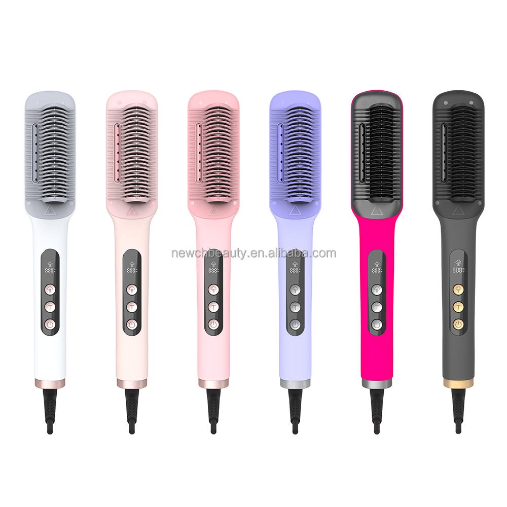 Electric Steam Hair Straightener Brush Curling Iron Comb 21ML Water Tank Curler Ionic Salon Barber Household Hair Styling Tool