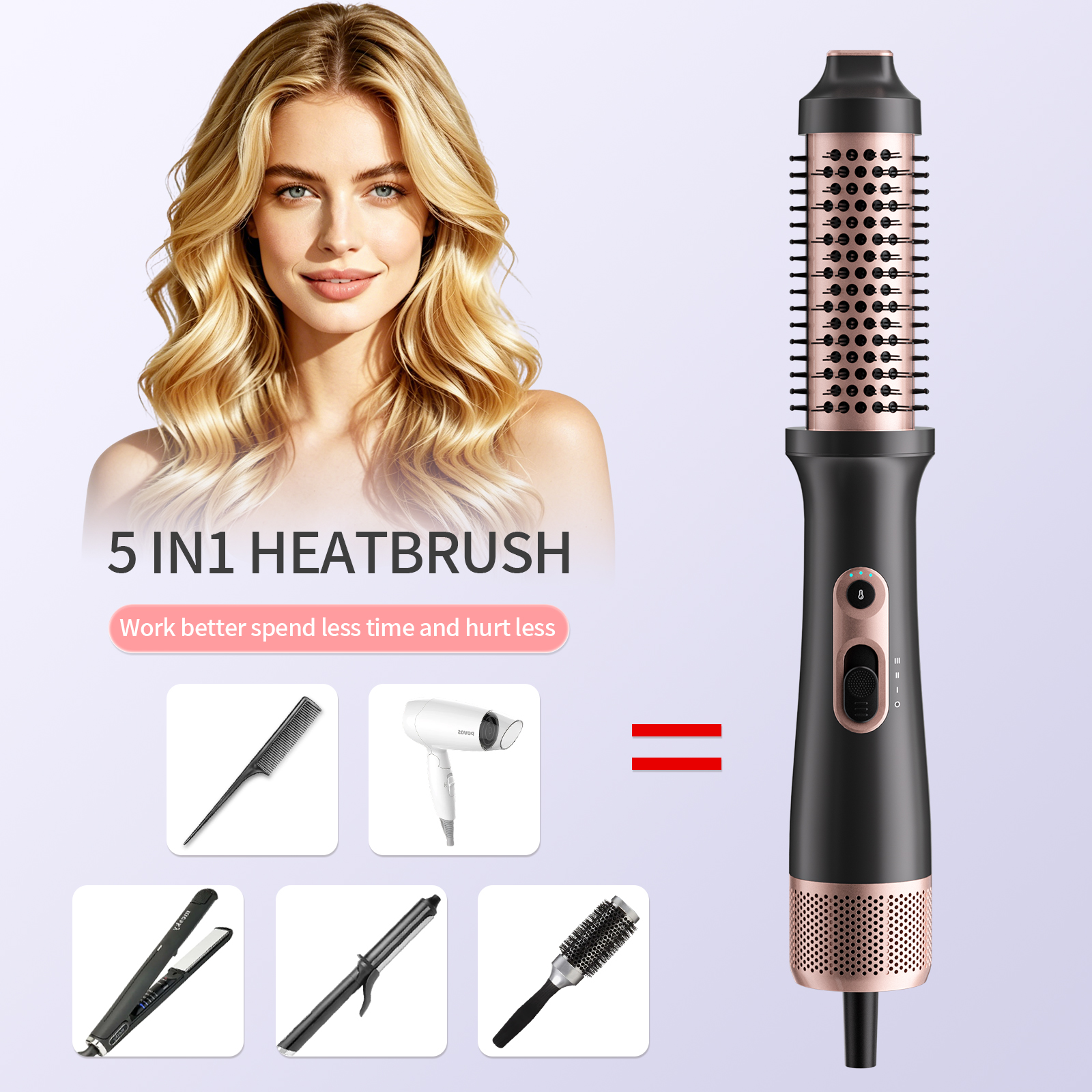 Salon Grade Air Wrap Curling Iron with PTC Constant Temperature Thermal Wand for Long Lasting Bouncy Waves and Smooth Curls