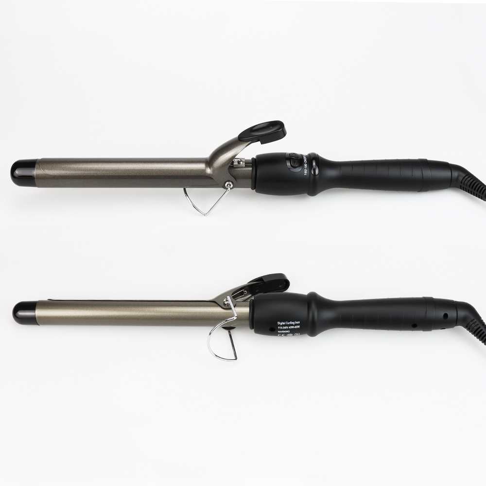 Professional 38mm Big Size Long Barrel Hair Curling Wand Aluminum Electric LED Display PTC Heating 80-230C Temperature Range