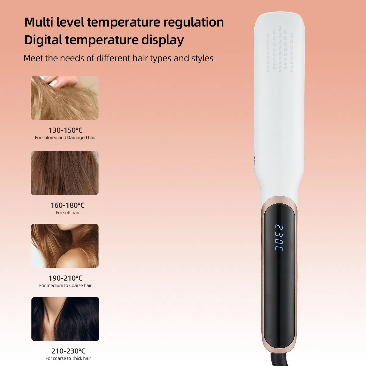 Rapid Heating&Advanced Straightening Iron with LCD Display Infrared Hair Straightener Best Hair Straightener for Smooth Results