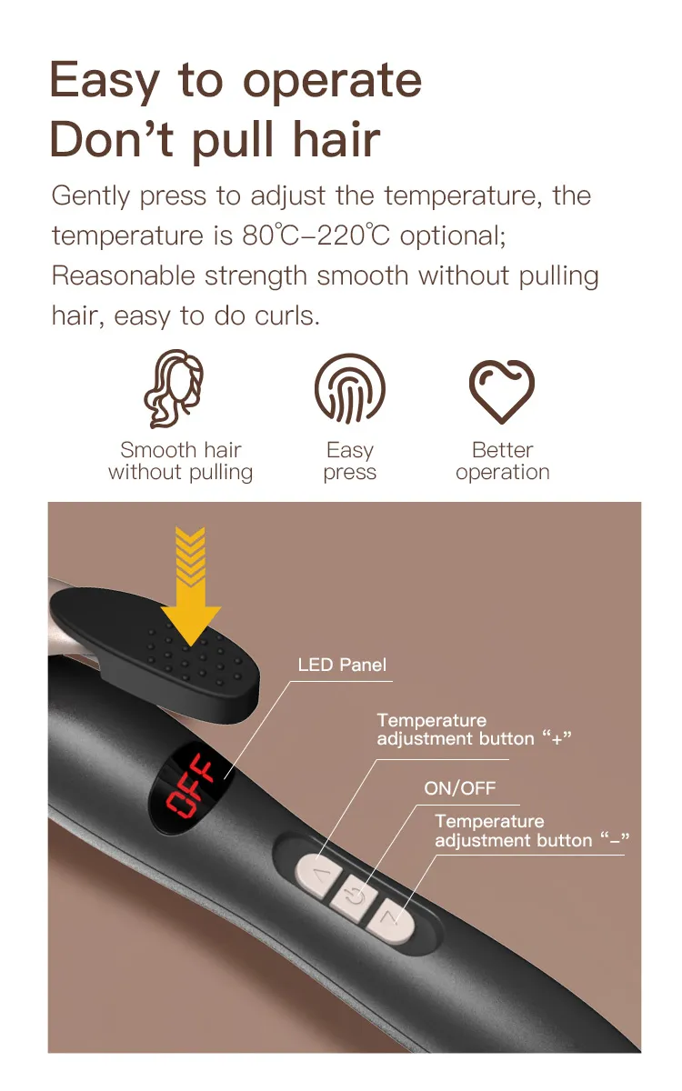 LCD Digital Display Ceramic Curling Iron Large Bubble Bar Professional Titanium Dual Voltage Curling Iron