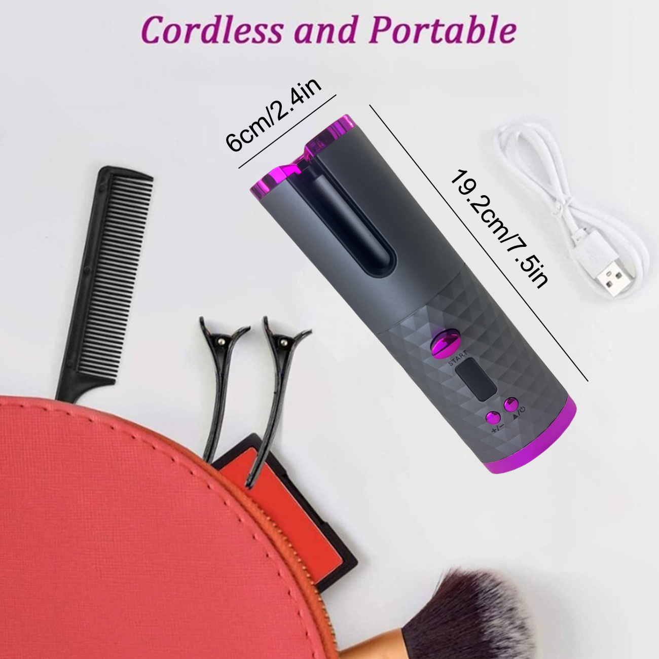 Direct Source Manufacturer's Portable Smart Home Mini Curling Iron with LED Temperature Display Plastic Wireless Charging Lcd