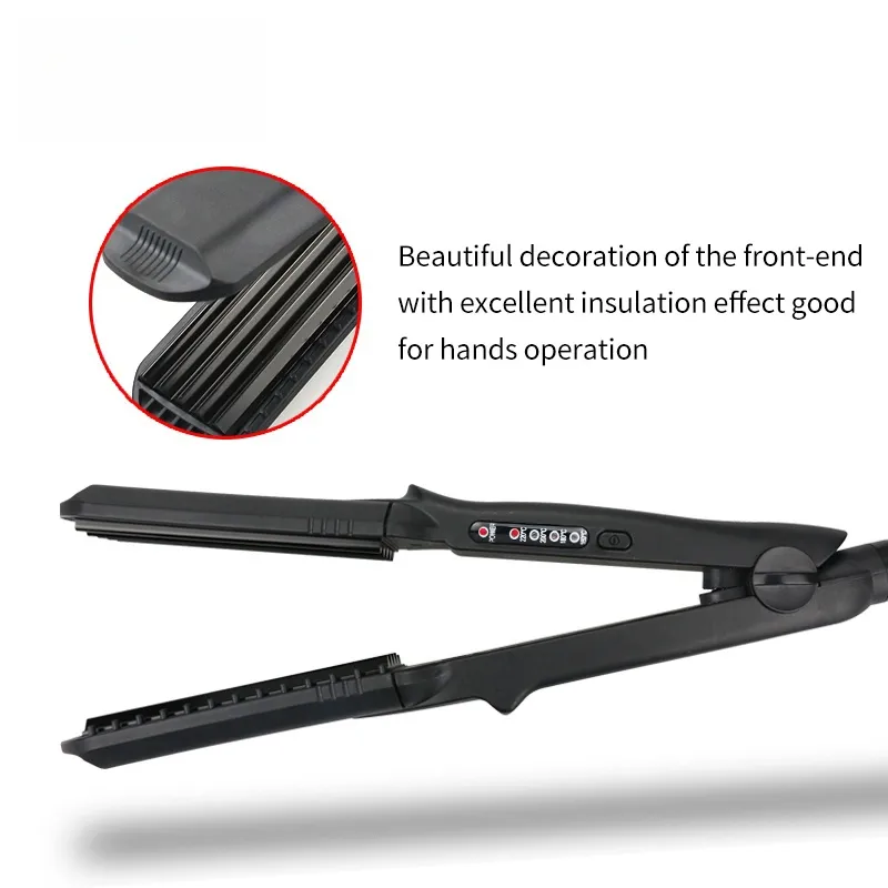 4 in 1 Wide Plate 3D Grid Hair Crimper Straightener Interchangeable Flat Iron