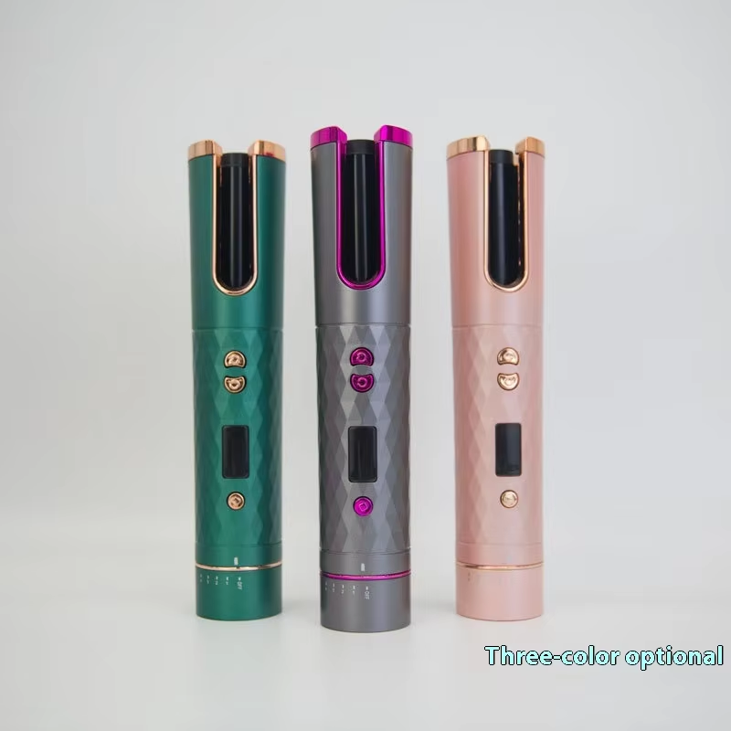 Professional Automatic Curling Iron Wand, Ionic Ceramic Coating &amp; LED Temperature Display, Dual Voltage Portable Hair Curler