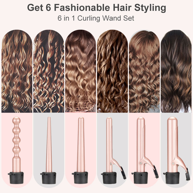 Best Seller Portable Electric Ceramic PTC 5-in-1 Professional Curly Hair Curling Wand &amp; Iron Set