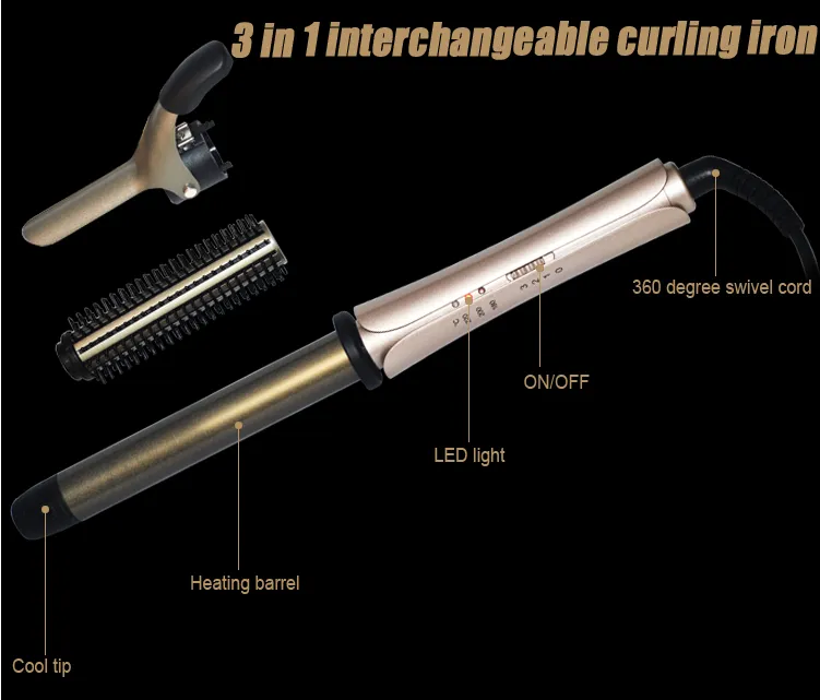 New Design Interchangeable 3 in 1 Curling Iron (Q16)