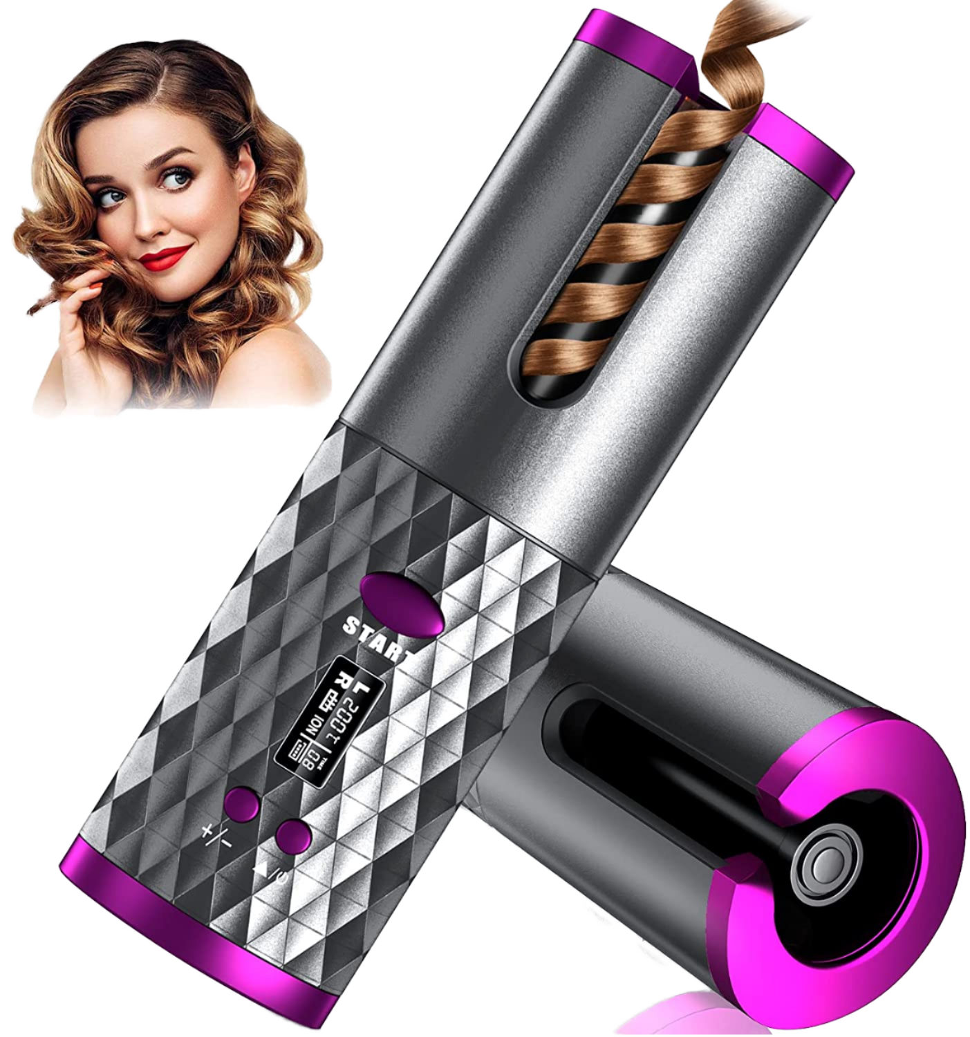 TOPLIFEE P03 Hot Sale USB Rechargeable Cordless Ceramic Hair Curler 5000mAh 110-240V 40W Automatic Heated Curling Wand LCD PTC