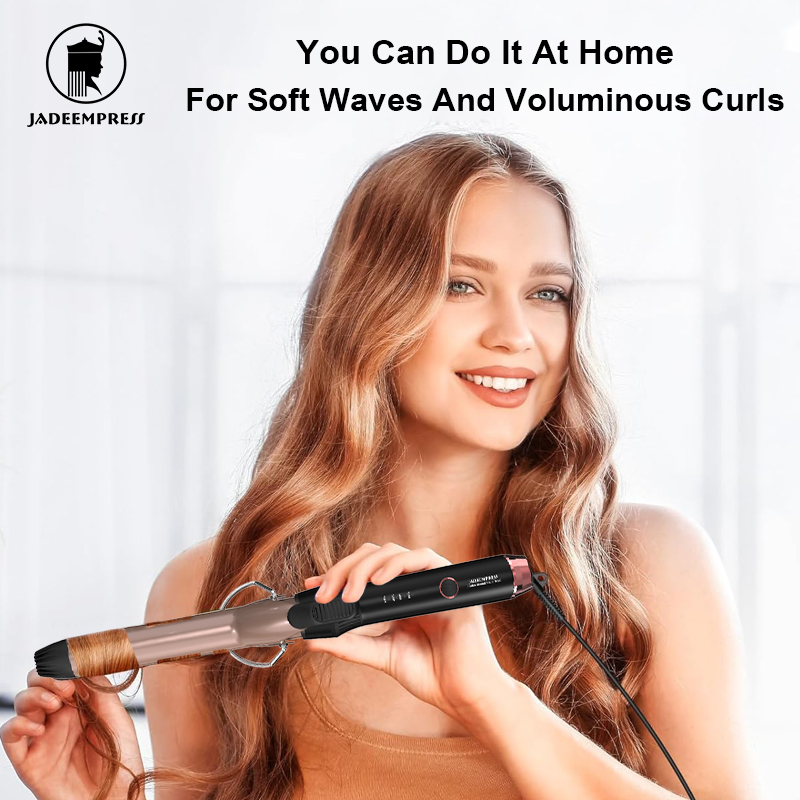 Professional Ceramic Salon Extra Large Barrel Curling Iron LED PTC Technology 4-Temperature Adjustable Heat Electric Ionic Fast