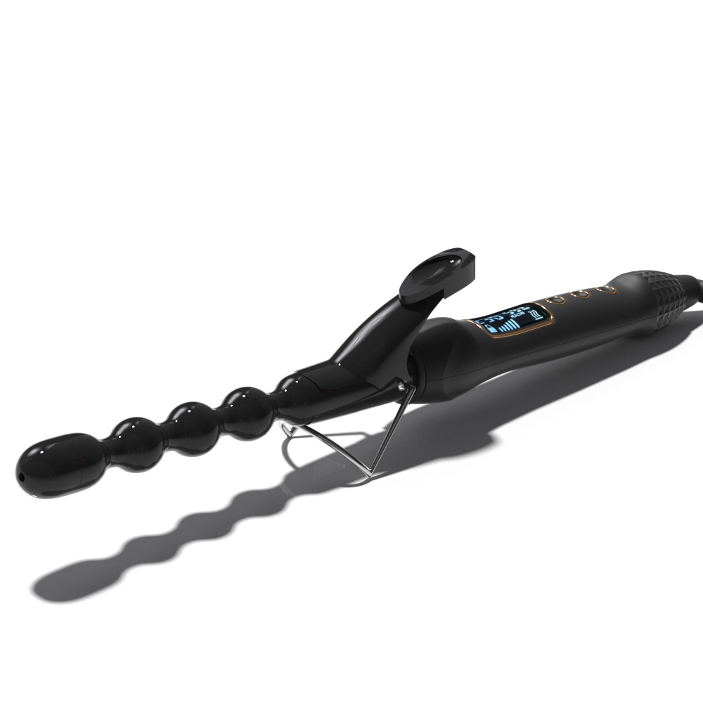 1 Inch Ceramic Bubble Hair Curler LCD Display Electric Iron Curling Wand with PTC Heater for Household or Hotel Use