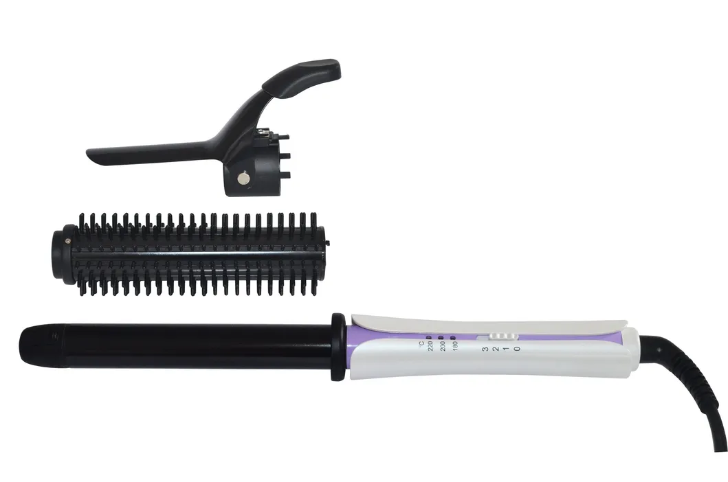 Hair Korean Rotating Straightening and Curling Iron with Brush
