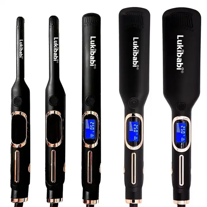 Gift Set 1.5 Inch Hair 230 Degree LCD Display Titanium Plate Infrared Ionic 3D Floating Professional Hair Sraightener Flat Iron