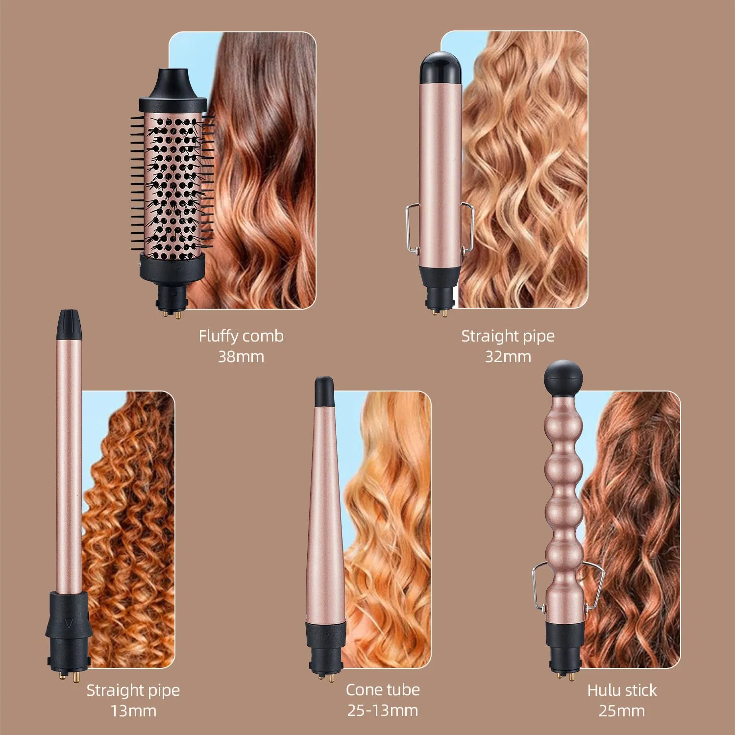 2025 Cross - Border Must - Have: Multifunctional Curling Iron Featuring 5 Removable Heads and 4 Levels Temperature Regulation
