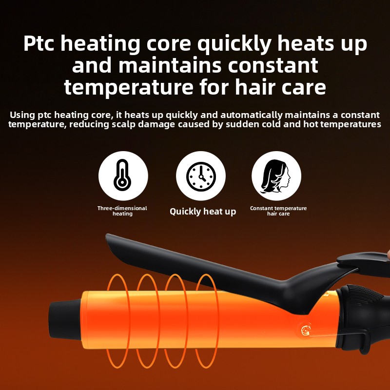 New Professional Portable Electric Ceramic PTC Curling Iron LCD Temperature Display Ionic Fast Heating Long-Lasting French