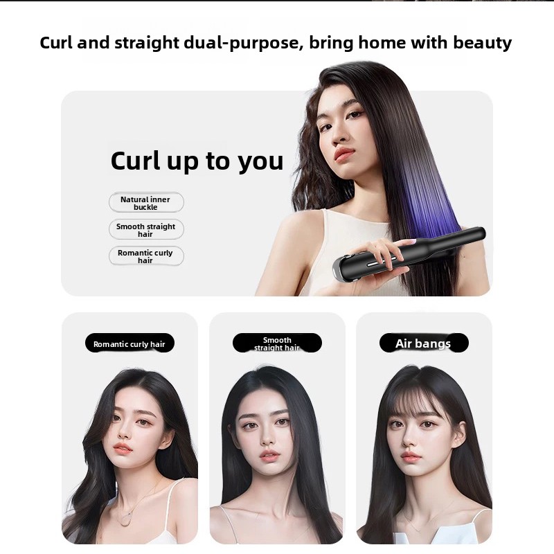 Rechargeable Wireless LED Display Hair Straightener Curling Iron Ceramic Coating Fast Heating Hotel Use Spanish Language Support