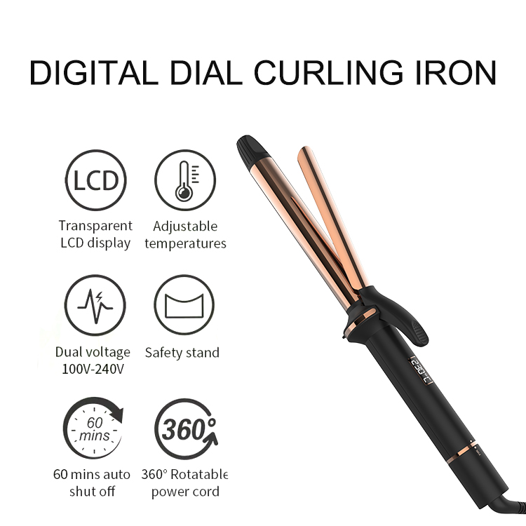 Deep Weave Curling Tong Gold Wand Irons Professional Hair Curler Titanium Rotating Knob Curlers