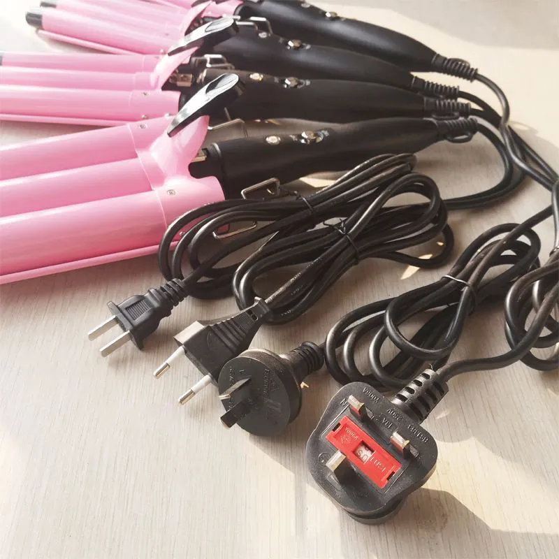 Close up details of the curling iron.