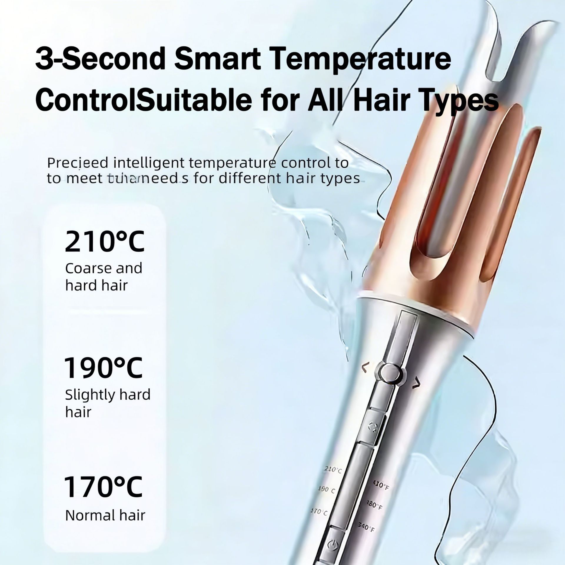 Electric Auto Rotating Hair Curler Anti-Tangle Smart Chip Curling Iron Fast Heat Ionic Waver 4 Temperature Portable Household