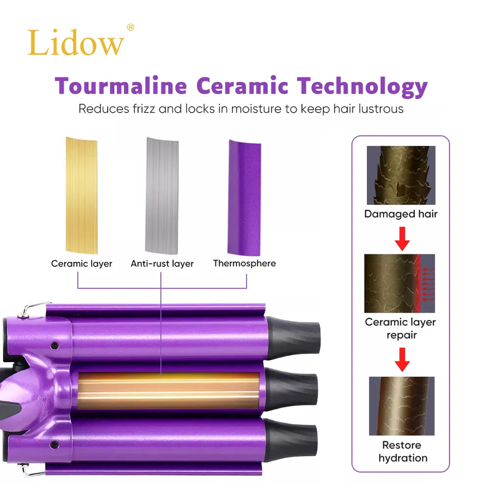 1 Inch Ceramic Tourmaline Triple Barrel Hair Waver