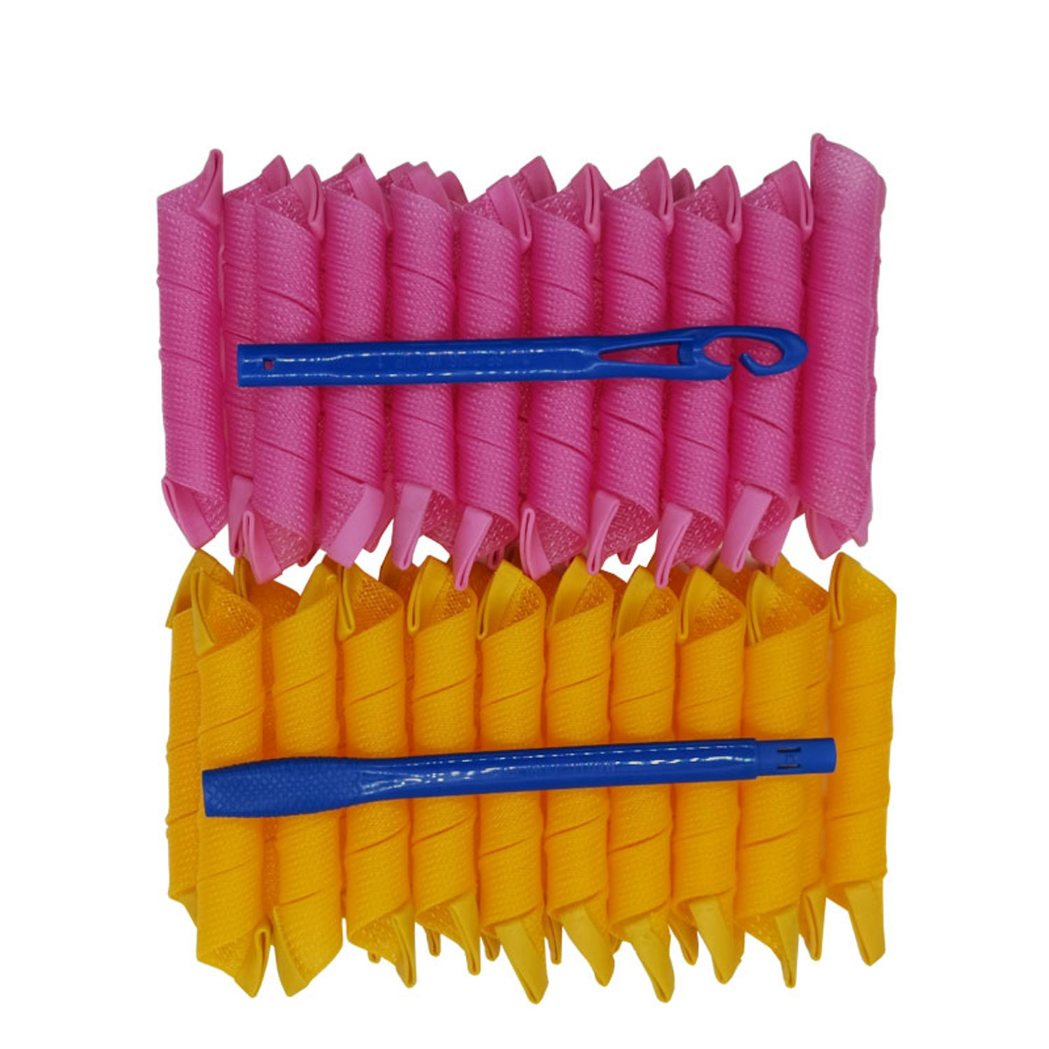 10pcs Cold Nylon Rod Spiral Curls No Heat Hair Rollers Kit with Styling Hooks for Long Hair 30cm/18.1Inch Home Use