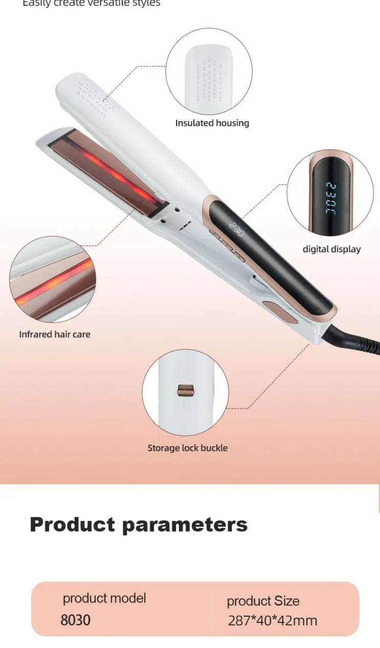 Rapid Heating&Advanced Straightening Iron with LCD Display Infrared Hair Straightener Best Hair Straightener for Smooth Results