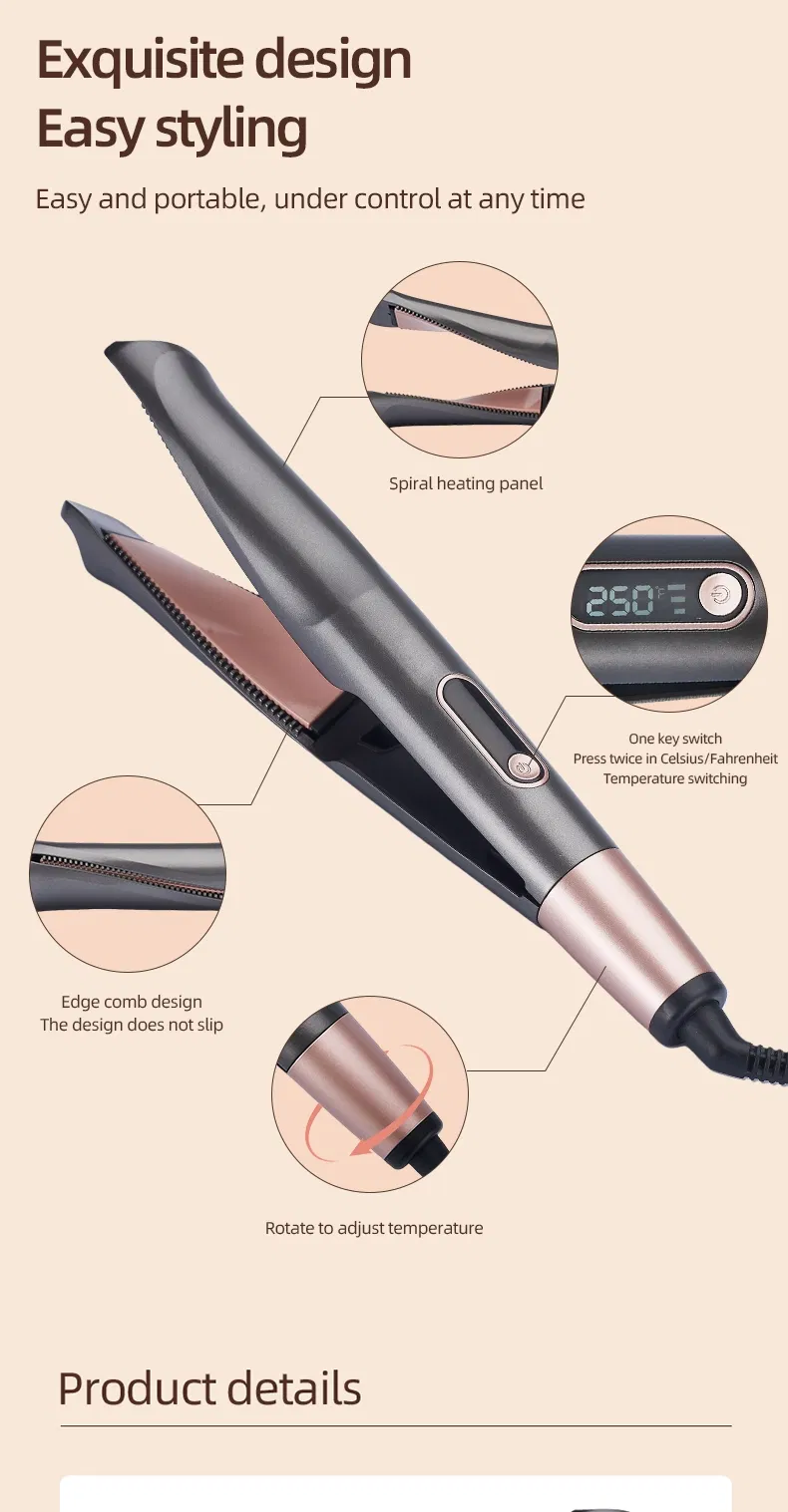 Ultra-Smooth Titanium Coated Two-in-One Spiral Curling Iron with Variable Barrel Sizes and Advanced Heat Protection