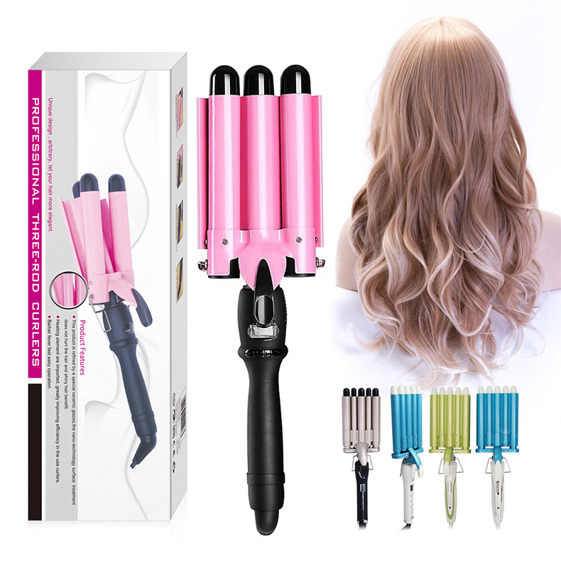Hair Curler Waver Wand 3 Tubes Curling Iron Profession Three Barrel Curling Iron Wand