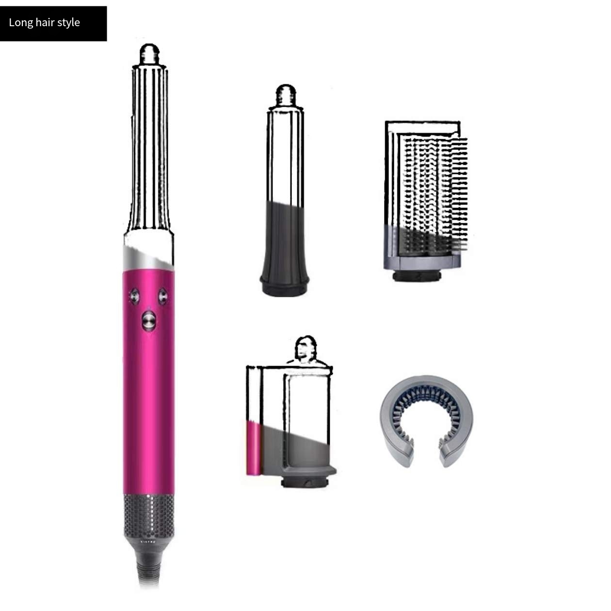HS08 Professional Ceramic Barrel Curling Wand 32mm LED Temperature Display Various Temperature Settings Rotating Hair Curler