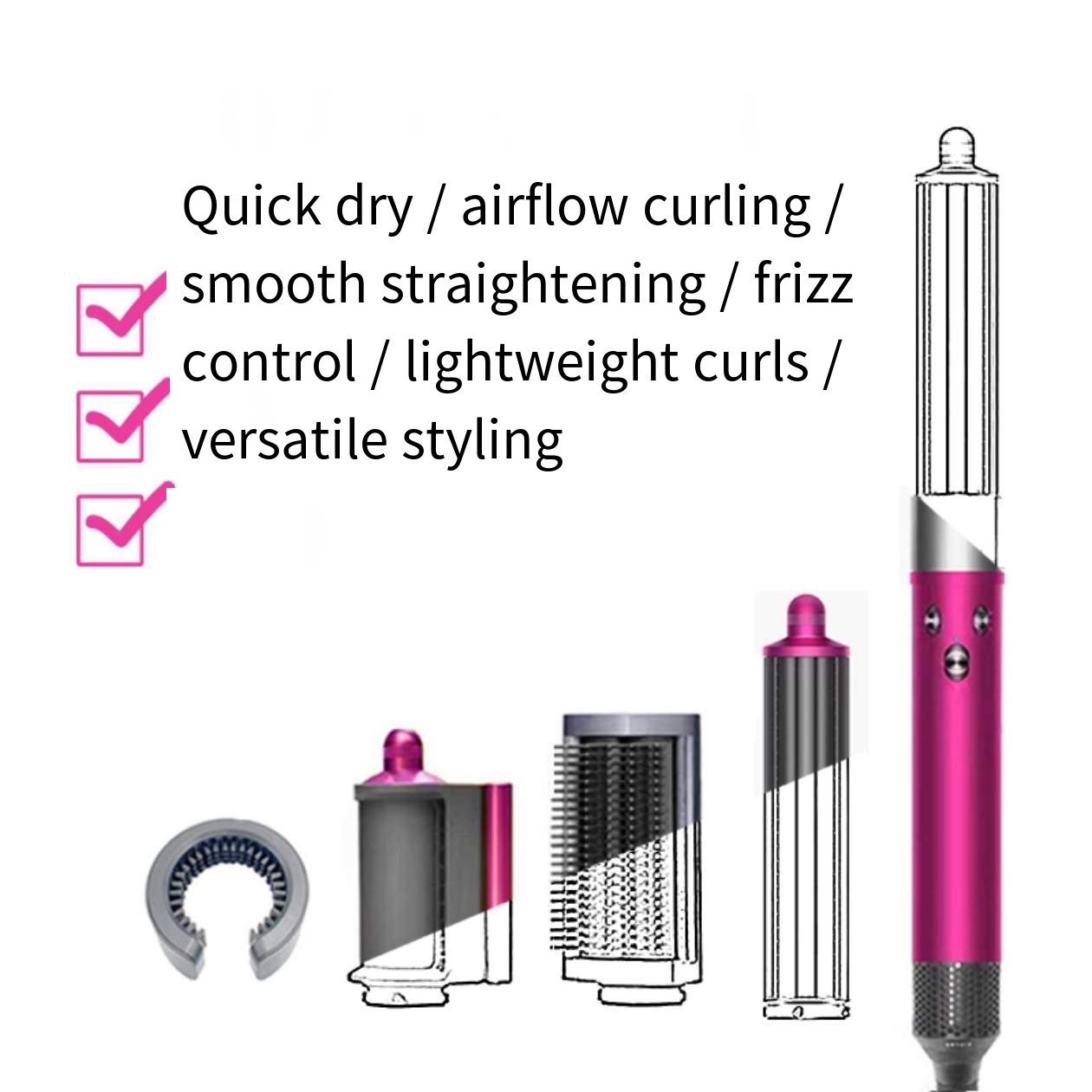 HS08 Professional Ceramic Barrel Curling Wand 32mm LED Temperature Display Various Temperature Settings Rotating Hair Curler