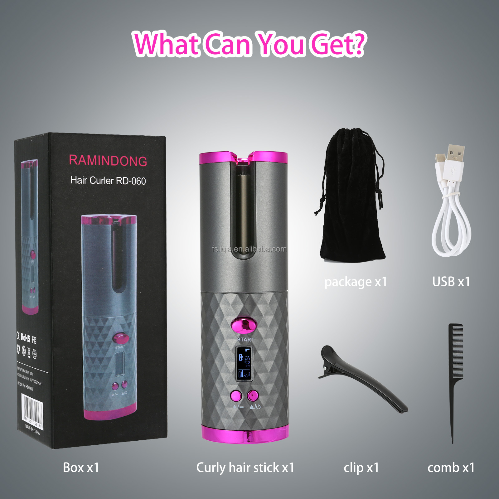 Mini Automatic Wireless Hair Curler with USB Charging Rechargeable Cordless Design for Easy Automatic Rotating Curling