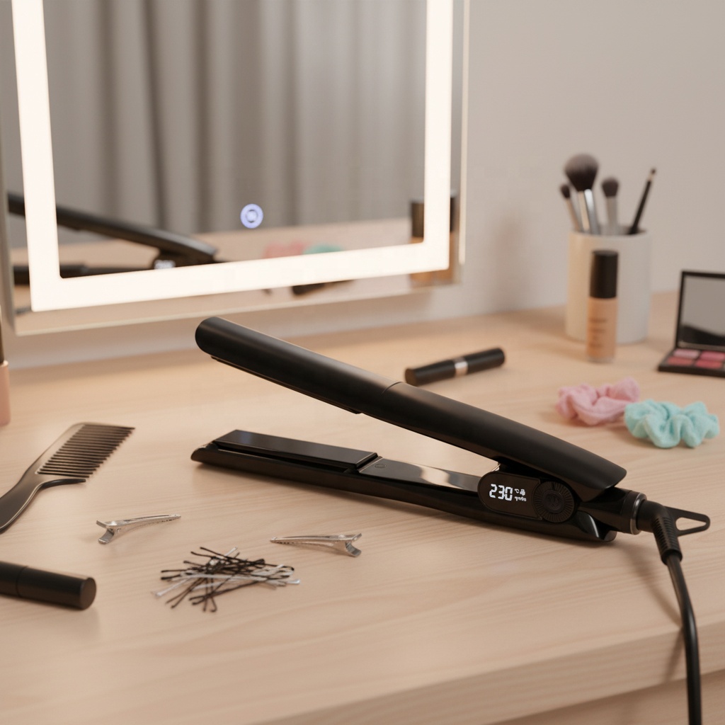 2 in 1 Dual Voltage Ionic Infrared Tourmaline Ceramic Heating Element Curling Irons Hair Straighteners