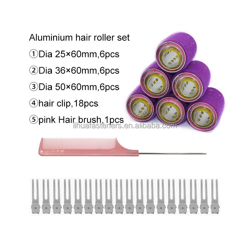 Professional DIY Styling Tools Customized Box Hair Roller Set Aluminum Core Metal Hot Hair Curler for Home Use
