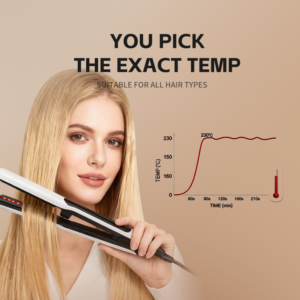 PTC Smart Steam Hair Straightener 2 in 1 Flat Iron Curler Infrared Steam Ceramic Plate Adjustable Temp Fast Heat
