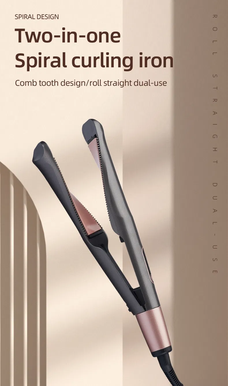 Ultra-Smooth Titanium Coated Two-in-One Spiral Curling Iron with Variable Barrel Sizes and Advanced Heat Protection