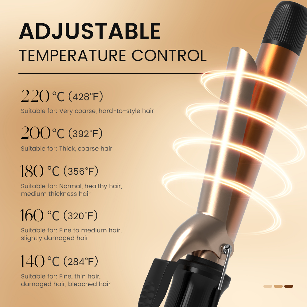 PRITECH New LED Ceramic Coated Barrel Curling Hair Iron Professional Curling Wand Electric Hair Curler