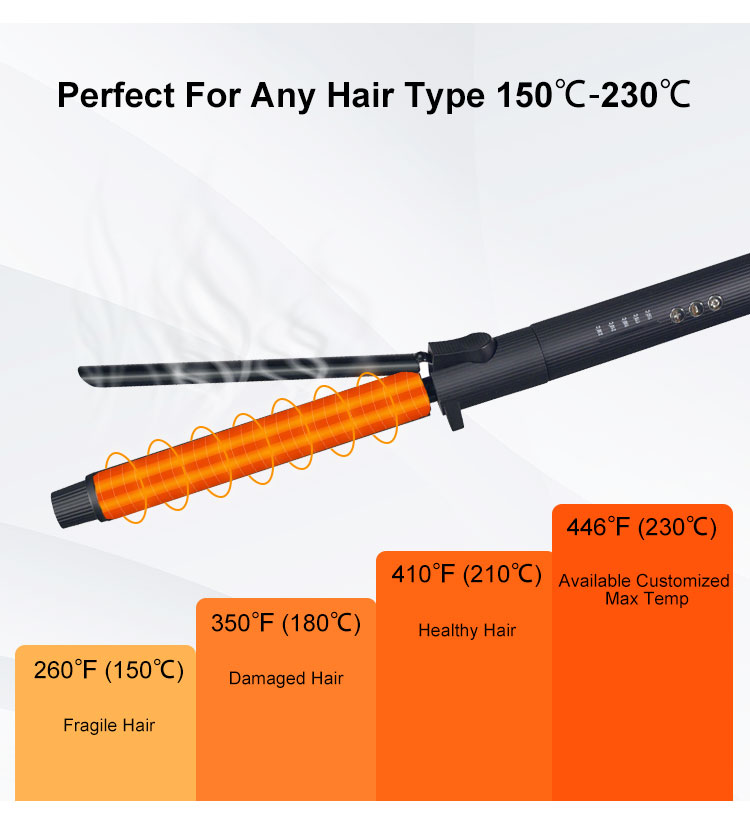 Smart Rotating Hair Curler 9-32mm Customizable Multi-Function Salon Iron with Temperature Control &amp; LED Display | OEM