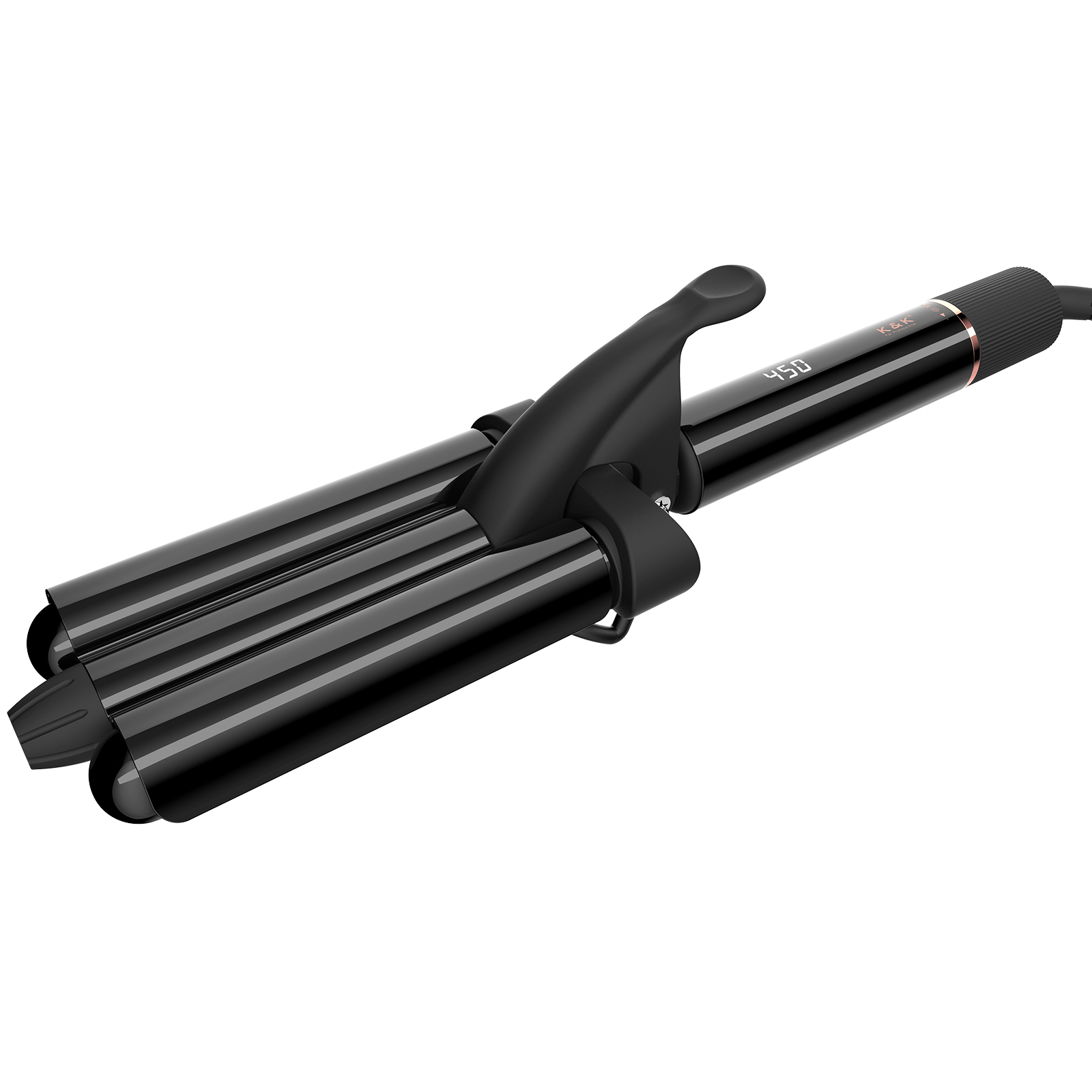 Professional Electric 22mm Ceramic 3-Barrel Curling Iron LCD Temperature Control Rapid Warming MCH Heater Big Wave Waver Wand