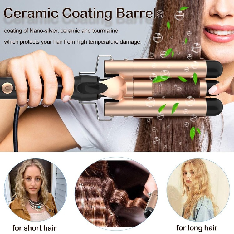 Hair Curling Iron 3 Barrel Wand 26mm Hair Waver Curling Iron Professional Curling Wand Temperature Adjustable Heat up Quickly