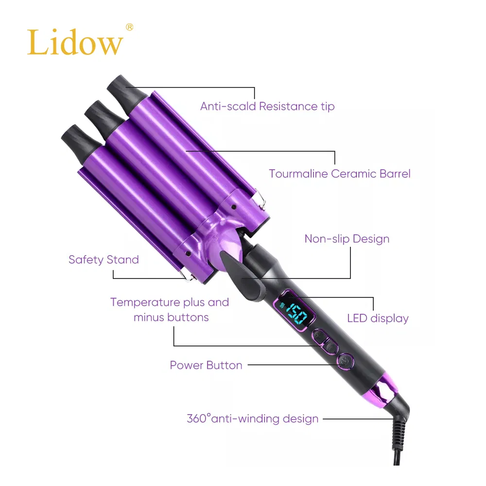 1 Inch Ceramic Tourmaline Triple Barrel Hair Waver
