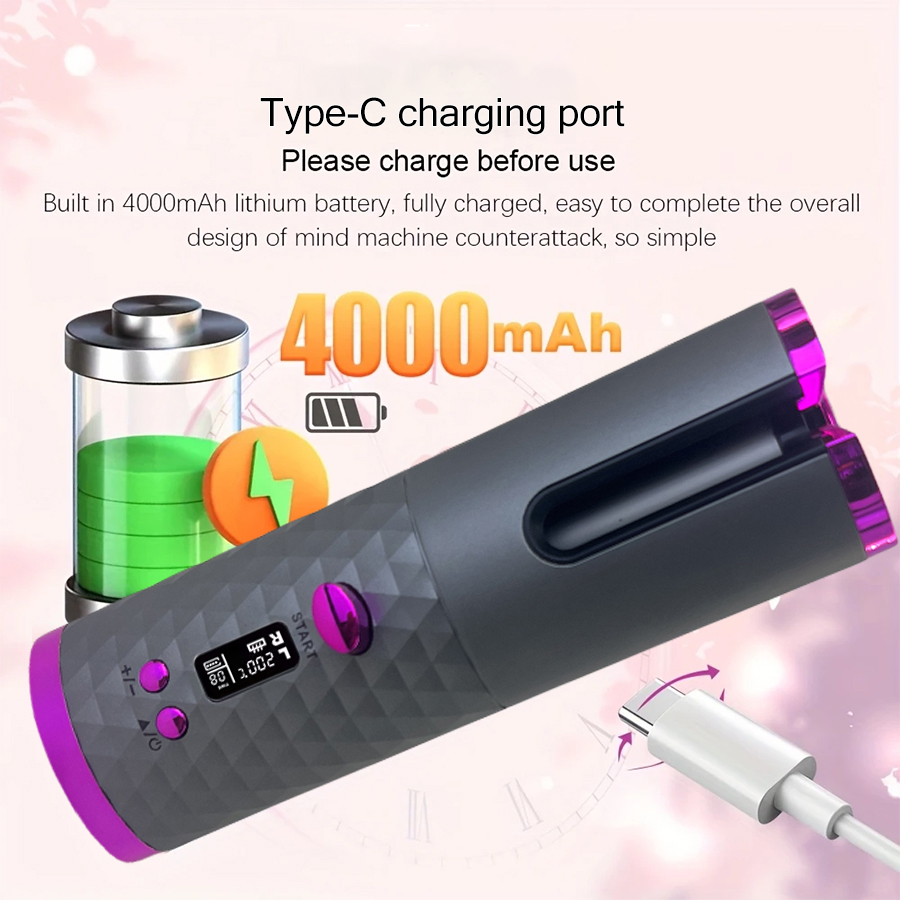 Direct Source Manufacturer's Portable Smart Home Mini Curling Iron with LED Temperature Display Plastic Wireless Charging Lcd